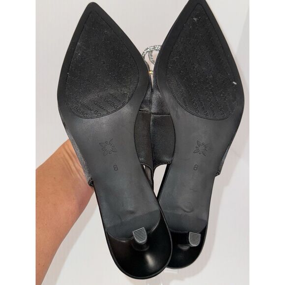 BCBGeneration Donna Pump Slingback Kitten Heel Rhinestone Bow Black Formal Sz 8 - Picture 12 of 16